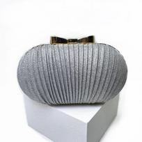 Pleated Butterfly Goose Egg Evening Bag Oval,Round Ladies Clutch Banquet Dress Chain Evening Bag 18X6X11 sidabras