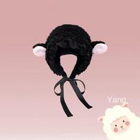 Lovely Soft Fluffy Hats Lamb Cashmere Lamb Ear Cosplay Hat Lace Costume Hats juoda