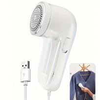 Portable Lint Shaver, USB Powered, Efficient Blades, Portable And Safe Use - Suitable for Clothing White