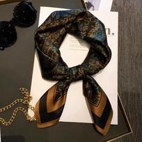 100% mulberry silk 65 silk satin quaint coffee green cashew flower square scarf women's spring and autumn high-end scarf silk scarf Standard