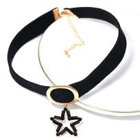 Choker Necklace Women'S Short Collarbone Chain Collar Women'S Neckband Neck Jewelry Sexy Black Wide Edge Necklace