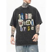 Itsha Retro Men Cotton Rtprintwisteesc230Teeforhitg Straight M juoda