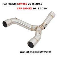 For Honda CRF450 CRF 450 RX CRF450RX 2015 2016 Motorcycle Exhaust System Left&Right Mid Connect Pipe Slip On 320mm Muffler Tips