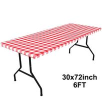 New 30x72inch Spandex Tablecloth 6FT Rectangle Oil-Proof Elastic Picnic Table Cloth Waterproof Table Protector Home Use 30x72inch raudona