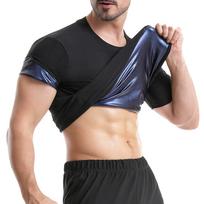 Men Heat Trapping Sauna T-Shirt Compression Sweat Top Waist Trainer Body Shaper for Gym Workout S tamsiai mėlyna spalva