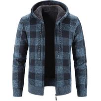 Rudens ir žiemos vyriška striukė, vilna, su užtrauktuku, megztinis, languotas, laisvalaikio vyriškas švarkas M black