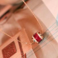 Original Design  Diamonds Light Luxury Ruby Necklace Exquisite Clavicle Chain Pendant Fashion Engagement Jewelry 45cm