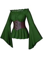 Vintage Women's Pirate Shirt Costume Role Playing Stage Costume Festival Play M tamsiai žalia spalva