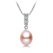 Fashion 925 Silver Zircon Women's Pendant Jewelry AAAA Natural Freshwater Pearl Rice Round Fine Wedding Party Gifts rožinė