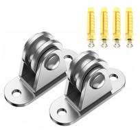 2/4Pcs Mute Bearing Pulley Detachable Pulley Block Kit Heavy Duty Fixed Pulley Loading 176 Lb for Sliding Gate and Wire Rope