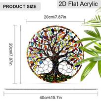 Acrylic Colorful Tree of Life Suncatcher Stained Glass Effect Window Hanging Ornament Nature Themed Gift for Home 20cm/7.87Inches