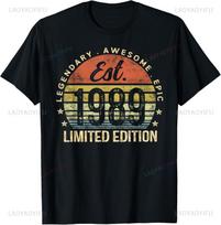Made in 1989 All Original Parts Funny Birthday Born in 1989 TShirt Unisex Summer Streetwear Tops  Streetwear Camisas S