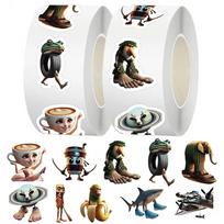 500pcsRoll Tung Tung Sahur Italian Brainrot AI Abstrac Sealing Sticker DIY PVC Laptop Decals Decoration Stiker Toy