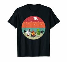 Hot sale Unisex brand summer cotton tshirt Astronaut Meets Alien Fire Camping Planet Vintage Black TShirt S3Xl Outdoor Wear Shirt S