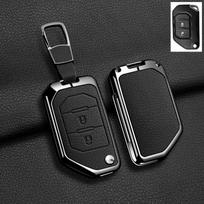 For Jeep Gladiator JT Sahara JLU Wrangler JL Rubicon Zinc Alloy Leather 2 3 4 Buttons Car Key Case Cover Keychain Accessories