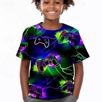 Boys Game Tee Shirt Short Sleeve Summer Active Sports Fashion Polyester Kids Crew Neck Outdoor Casual Daily Regular Fit 110