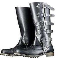 Medieval Viking Warrior Leg Guards Costume Boots for Cosplay One Size juoda