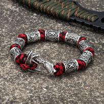 Norse Vikings Axes Wrap Bracelets Men Mjolnir Hammer Camping Paracord Survival Rope Wristband Amulet Handmade Male Jewelry Gifts 19cm