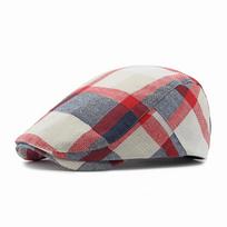 Unisex Colorful Plaid Berets Thin Button Adjustable Flat Caps Soft Breathable Newsboy Caps for Men Women mėlyna
