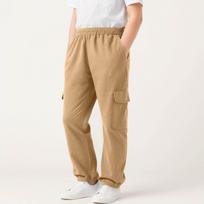Boys Baggy Elastic High Waist Joggers Casual Straight Leg Workout Sweat  With Pockets Pants 120 chaki