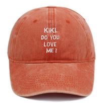 KIKI DO YOU LOVE ME Embroidered Unisex Baseball Cap - Washed Retro Soft Brim One Size oranžinė