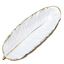 T02C!Light Luxury Phnom Penh Dessert Plate White Feather Plate Banana Leaf Fruit Plate Dry Fruit Plate