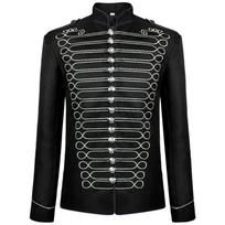 Medieval Mens Jacket Steampunk Hussar Marching Band Military Drummer Parade Jacket Coat Cosplay Costume S