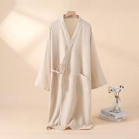 Kimono Chalatai Moteriškiems Pižamoms Medvilnės Siūlų Chalatas Kaklaraištis Megztukas Ploni Namų Drabužiai Poros Chalatai M smėlis