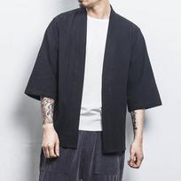 Three-quarter Sleeve Shirt Men's Taoist Robe Chinese Style Summer Clothes Men's Hanfu Loose Large Size Cardigan Kimono Jacket XXXXXL