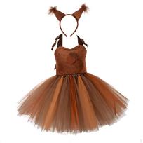 Girls' Squirrel Tutu Dress, Breathable, Special Occasion, with Headband Included Size S