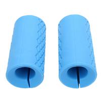 2PCS Barbell Grips Silicone   Thick Prevent Slip Dumbbell Grip for Gym Weightlifting Black blue