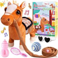 Brown Walking Pony Plush Interactive Singing Dancing Musical Realistic Pet Stuffed Animal featuring Shaking Leash designed for Boys Girls Tod United States