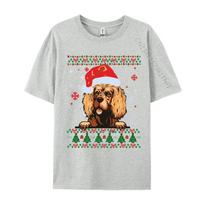 Wholesale American Cocker Spaniel Christmas Sa Tshirt Personalized Top Tshirts Cotton Blue And White Graphic T Shirts S