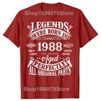 Vintažiniai 1988 m. riboto leidimo kasetės medvilniniai marškinėliai Unisex Retro vasaros mada 38-asis 38 metų gimtadienio vakarėlio marškinėlis Vyriškas viršus 4XL gray