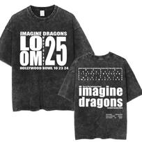 Imagine Dragons Band Loom Tour  Washed T Shirt Unisex Women Fashion Hip Hop Vintage Tshirt Cotton Loose Popular Street T Shirts M