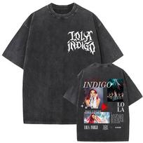 Singer Lola Indigo Album Washed Tshirt personality Clothes Suitable for all seasons Plus Size Unisex Streetwear high quality tee 2XL