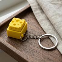 Mini Cheese Clicker Keyboard Keychain Fidget Toy Stress Relief Sensory Toy Fidget Button Cheese Keycap ADHD Anti-Anxiety Gadget