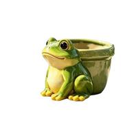 Resin Succulent Pot Funny Frog Planter Decorative Vase Potted Sculpture  Indoor Outdoor žalia