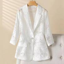 Lightweight Lace Suit Jacket Summer European Sun Protection Fashion Slim Fit Hollow Out Seven Points Stylish High End M balta