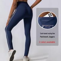 European and American High-Waisted Butt-Lifting Nude-Feel Yoga and Cycling Pants Medium tamsiai mėlyna spalva