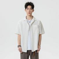 Men's Solid Color Lightweight Breathable Short Sleeve Shirt For Streetwear M abrikosas