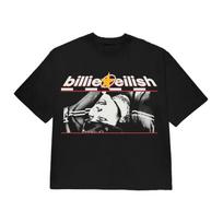2026  summer New Billie Eilish image graphics TShirt pure cotton Tops short sleeves Round Neck Y2K Loose comfortable shirt S