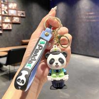 Cute Guochao Sports Panda Keychain Pendant Creative Student School Bag Pendant Night Market Stall Small Gifts large