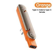 Type-c Phone Charging Bracket Adapter 240W Fast Charging OTG Type-C Male to USB-C Female Converter With foldable Holder oranžinė