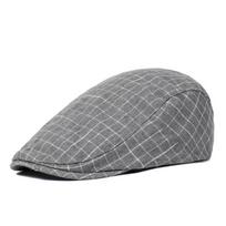 Unisex Korean-Style Plaid Beret - Lightweight, Breathable Flat Cap for Spring and Autumn One Size