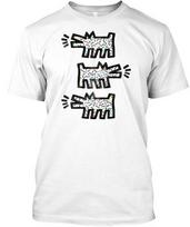 Slightly Distressed Keith Haring Doggo Standard Unisex T-shirt S