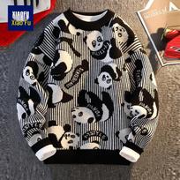 Men's Trendy Panda Print Pullover Sweater 4XL