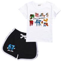 9191 Kids Steal a Brainrot 67 Top shorts Sport Tracksuit Set 100cm balta