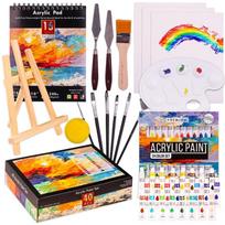 40 PCS Painting Kit Acrylic Art Set,24 Colors Acrylic Paints 8 Brushes, Palette &Tabletop Easels for Adults, Beginners & Artists
