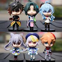 6pcsset Genshin Impact Anime Figure Game Cartoon Aether Lumine Amber Venti Diluc Paimon Dolls Toy Kawaii Character  Gift
